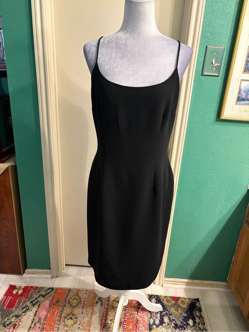 Maggy London 100% Silk Combo Material Slip Midi Dress with Spaghetti Straps
